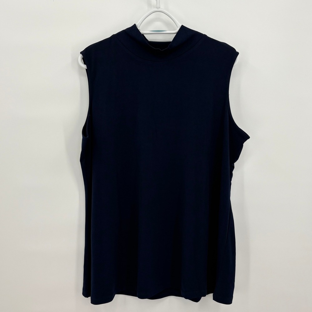 Susan Graver Modern Essentials Navy Mock Neck Sleeveless Top NWOT XL Womens